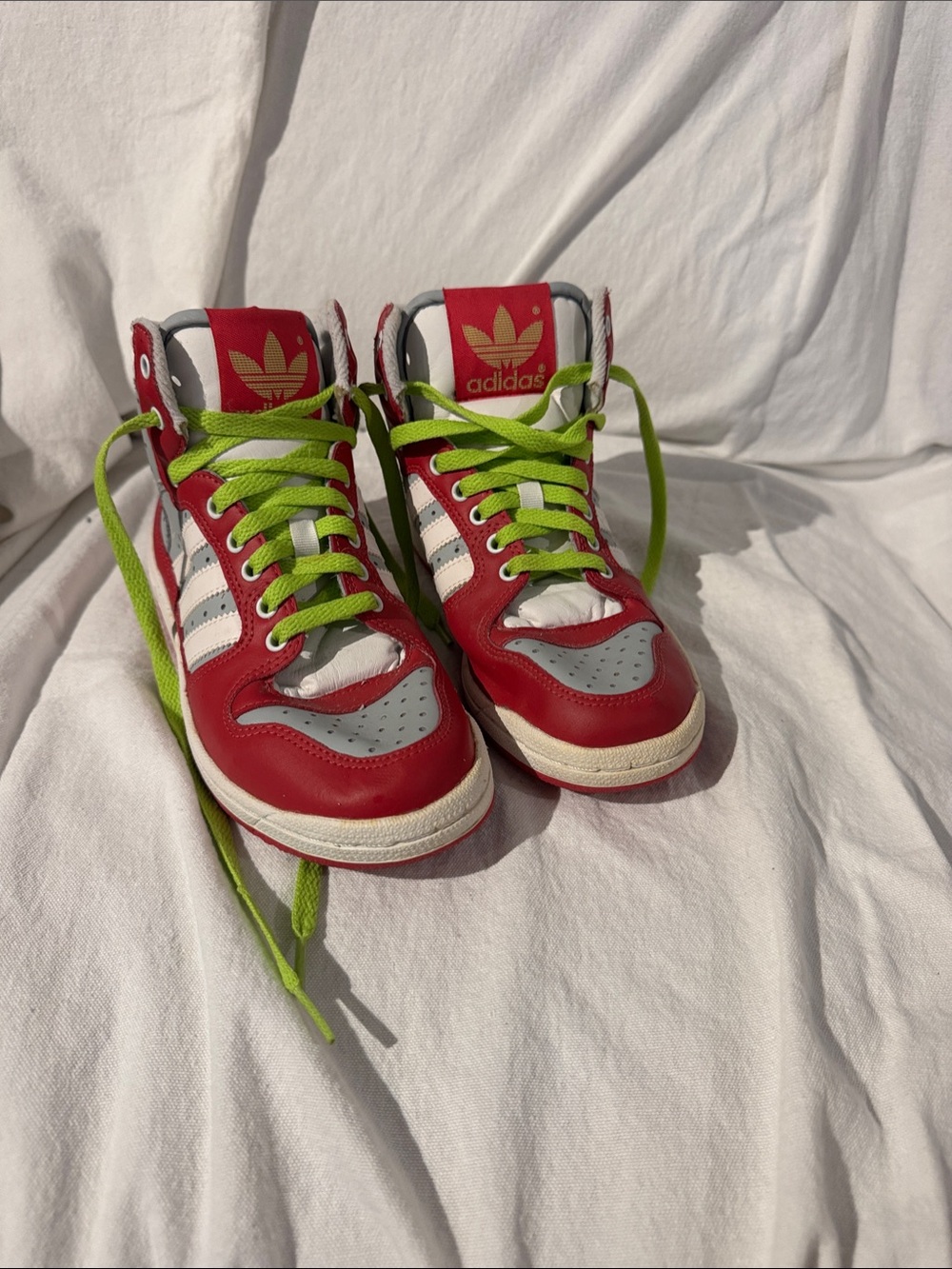 adidas Women’s Pink, Gray & Lime High-Top Sneakers